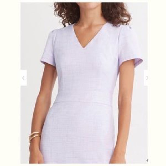 NWOT Ann Taylor Crosshatch Puff Sleeve Sheath Pencil Dress (work/professional) - Picture 3 of 9